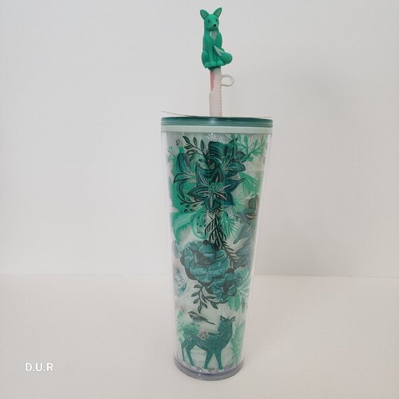 Starbucks Other - Starbucks Holiday 2022 Enchanted Forrest Venti Tumbler Fox Straw Topper 24oz NEW